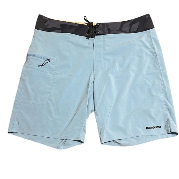 Patagonia Men's Stretch Planning Blue Swim Boardshorts Size 36 - Picture 1 of 7